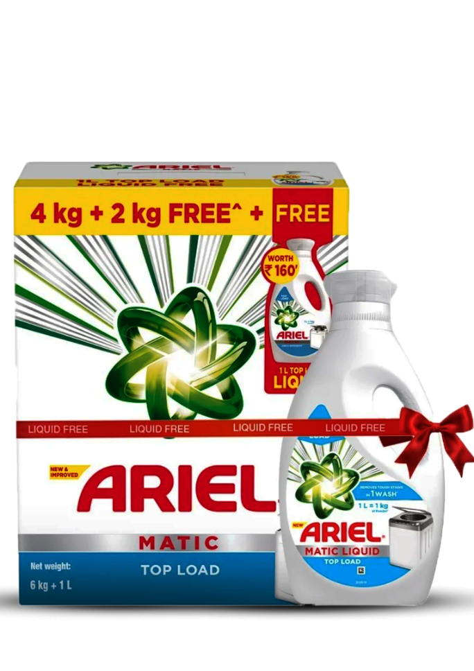 Ariel Top Load Powder 4+2Kg+1lt liquid Free ஏரியல்